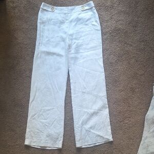 Adrienne Vittadini White Linen Pants | Lightweight Summer Beach Coastal Size 8